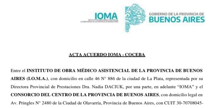 IOMA Y CoCeBa Firmaron Acuerdo Para Atención De Afiliados En La Región ...