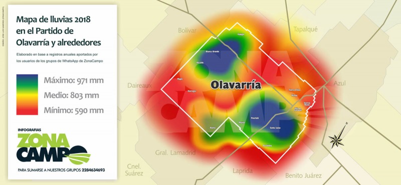 Un exclusivo mapa anual de precipitaciones en Olavarra