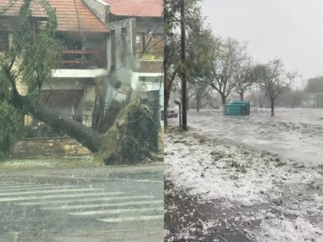 Impresionante tormenta con granizo y viento en Baha Blanca